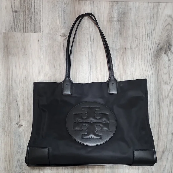 Tory Burch Ella Black Nylon Tote HandBag - Picture 1 of 17